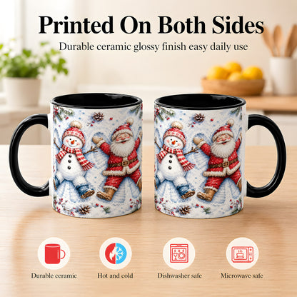 #pl[11oz|Black] Santa Snowman Coffee Mug, Snow Angel Mug, Ceramic Cup