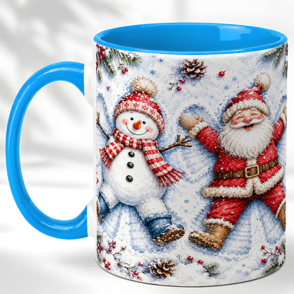 #pl[11oz|Blue] Santa Snowman Coffee Mug, Snow Angel Mug, Ceramic Cup