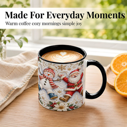 #pl[11oz|Black] Santa Snowman Coffee Mug, Snow Angel Mug, Ceramic Cup