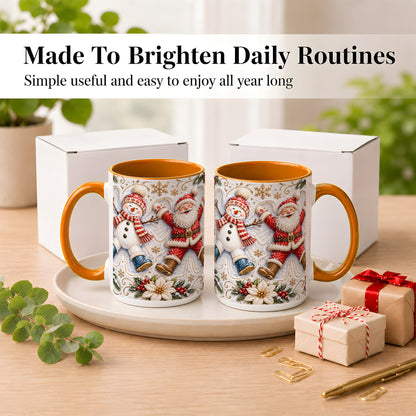 #pl[15oz|Orange] Santa Snowman Coffee Mug, Snow Angel Mug, Ceramic Cup