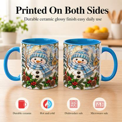 #pl[11oz|Blue] Blue Snowman Coffee Mug, Winter Church Mug, Ceramic Cup
