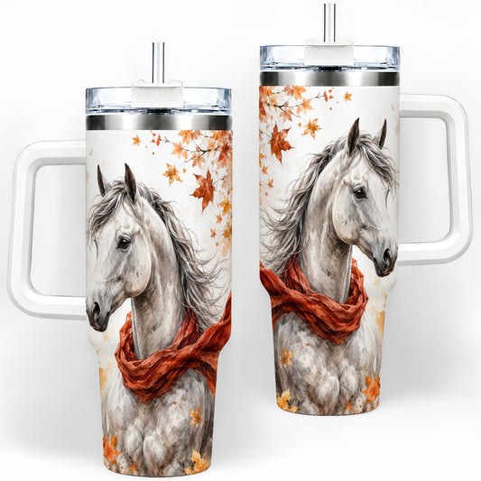 Autumn Horse Handled Tumbler, 40oz Stainless Steel for Horse Lovers