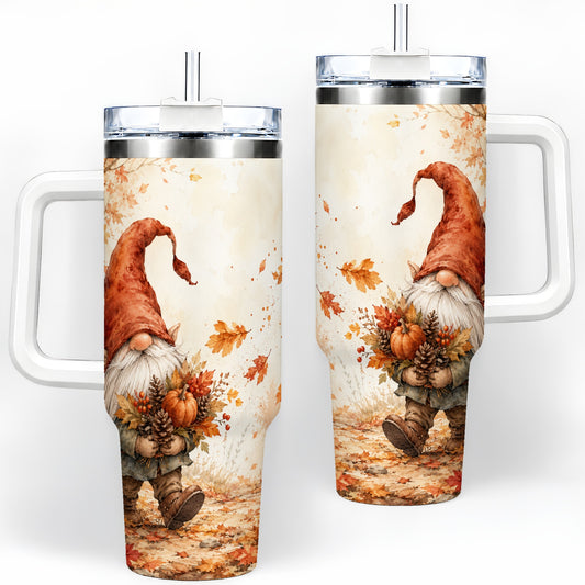 Autumn Gnome Handled Tumbler, 40oz Stainless Steel for Gnome Fans