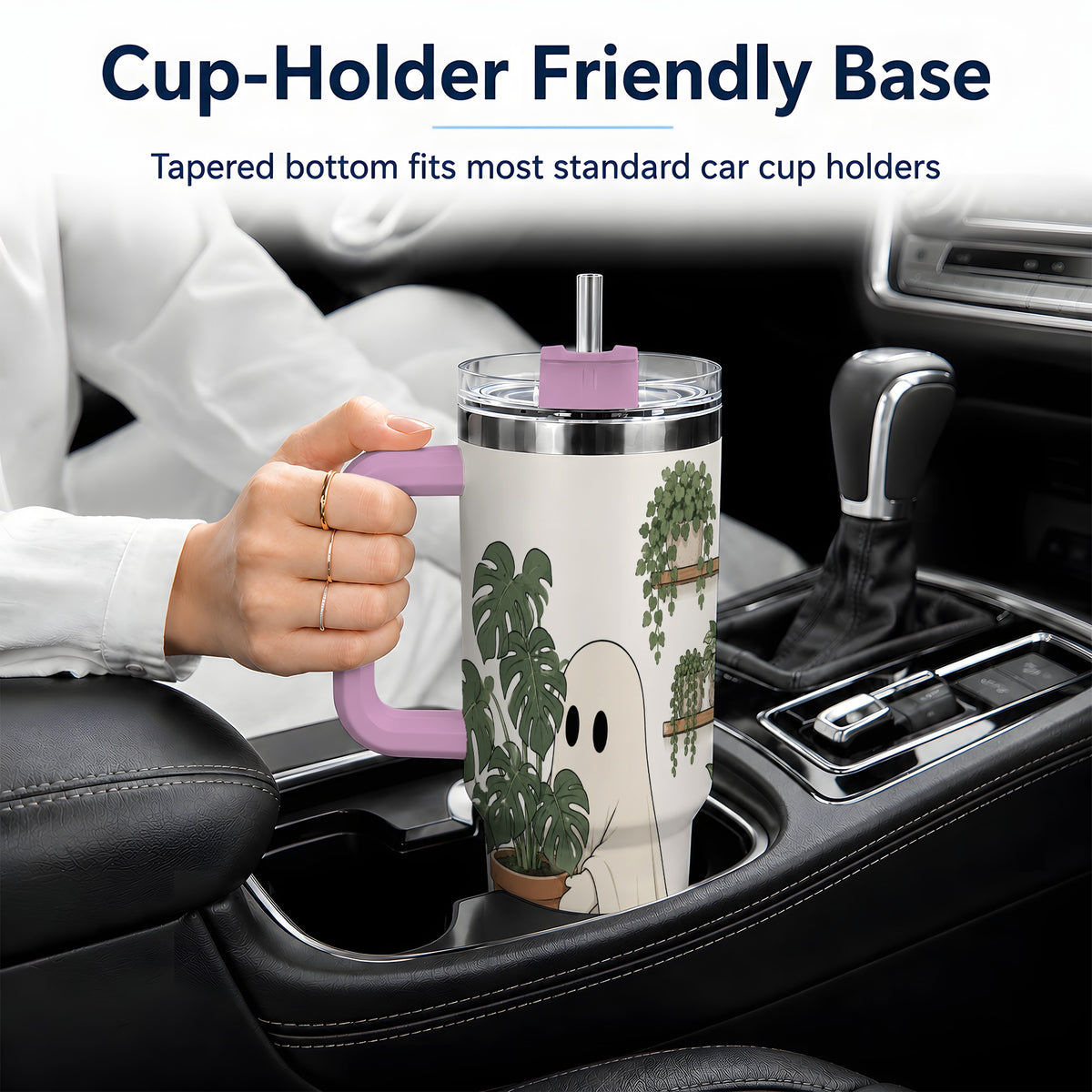 #pl[40oz|Pink] Plant Lover Ghost 40oz Tumbler, Monstera Houseplant Garden Design