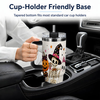 #pl[40oz|Black] Skeleton Pumpkin Ghost 40oz Tumbler, Stainless Steel Halloween Drinkware