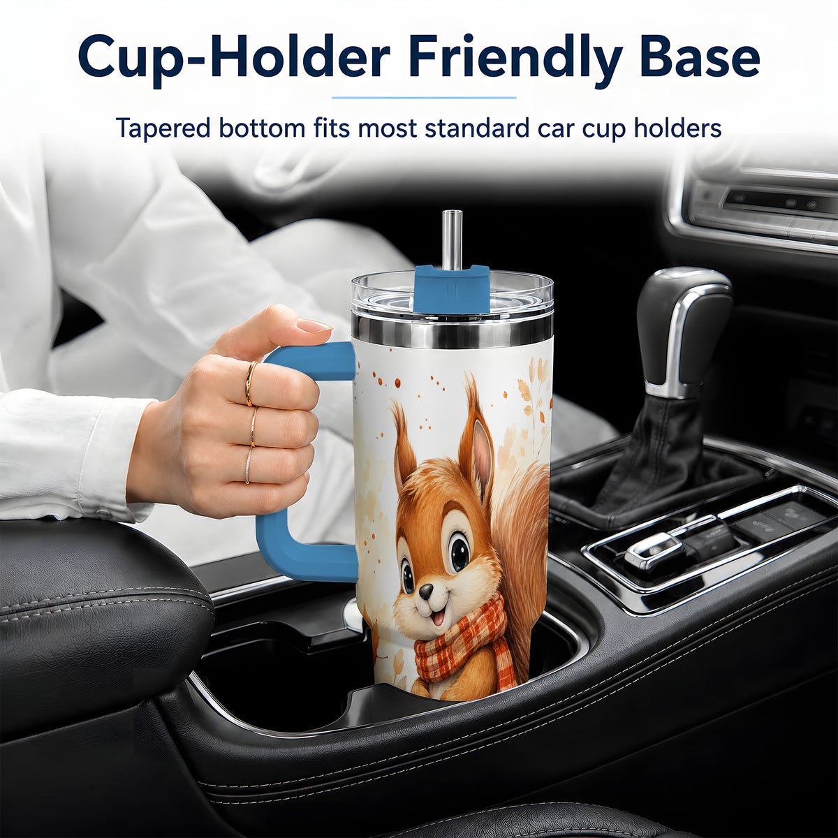 #pl[40oz|Blue] Autumn Squirrel 40oz Tumbler, Cute Fall Watercolor for Squirrel Lovers