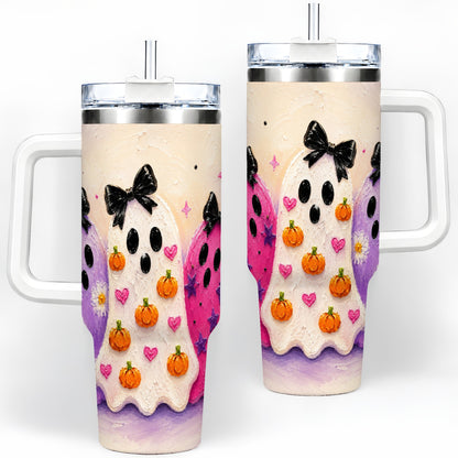 Cute Ghost Trio 40oz Tumbler, Halloween Artwork for Spooky Season Fans
