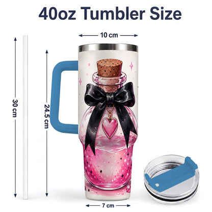 #pl[40oz|Blue] Pink Potion Halloween 40oz Tumbler, Stainless Steel Drinkware with Bow
