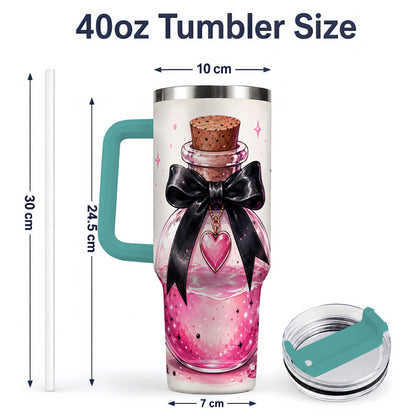 #pl[40oz|Green] Pink Potion Halloween 40oz Tumbler, Stainless Steel Drinkware with Bow
