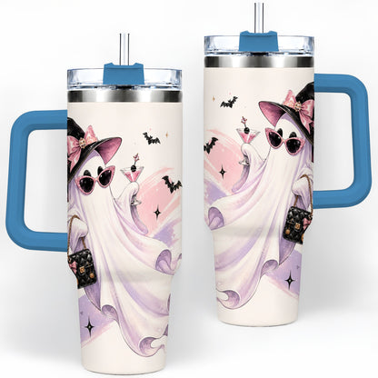 #pl[40oz|Blue] Fashion Witch Ghost Halloween 40oz Tumbler, Pink Spooky Drinkware
