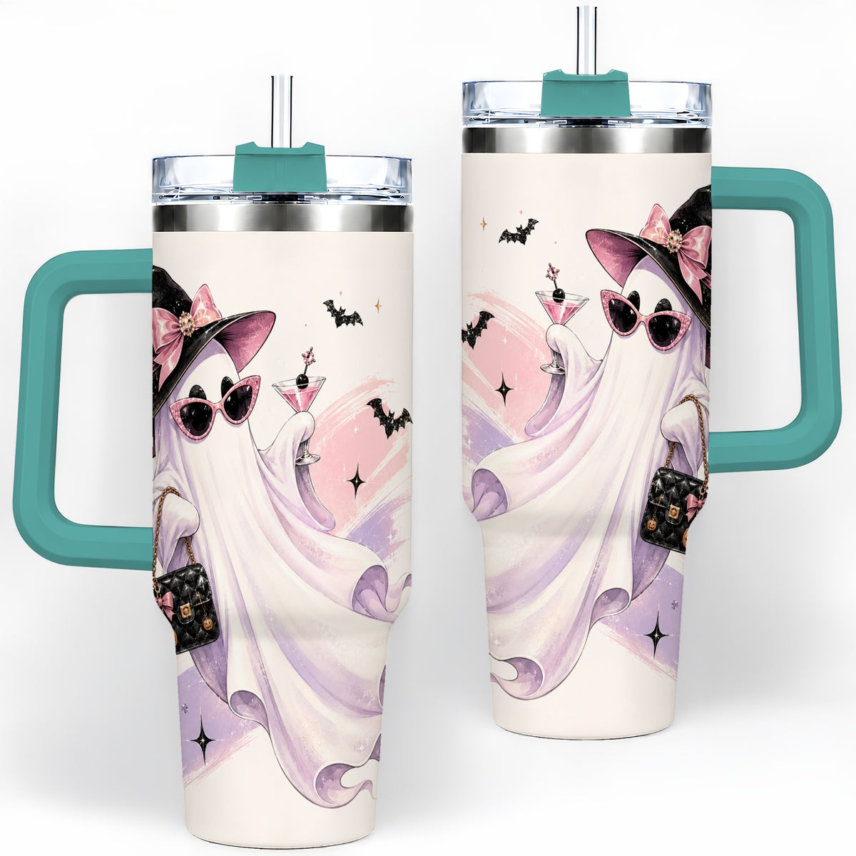 #pl[40oz|Green] Fashion Witch Ghost Halloween 40oz Tumbler, Pink Spooky Drinkware