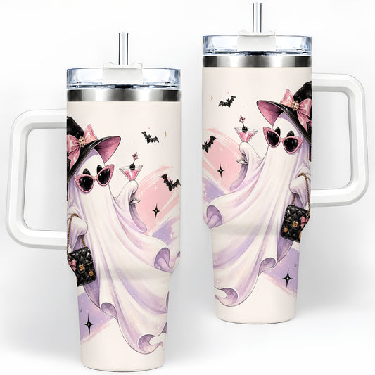 Fashion Witch Ghost Halloween 40oz Tumbler, Pink Spooky Drinkware