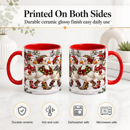 #pl[11oz|Red] Western Christmas Goose Ceramic Mug, Cowboy Style for Goose Lovers