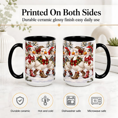 #pl[15oz|Black] Western Christmas Goose Ceramic Mug, Cowboy Style for Goose Lovers