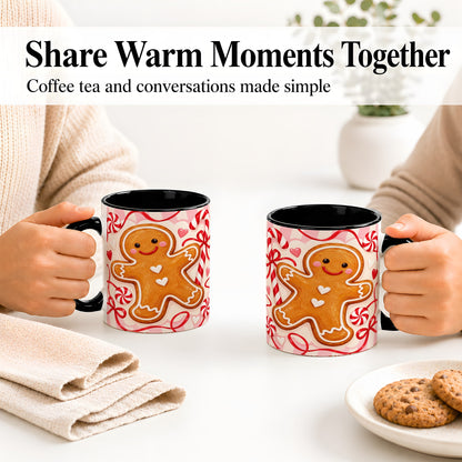 #pl[11oz|Black] Gingerbread Candy Cane Ceramic Mug with Peppermint Christmas Artwork