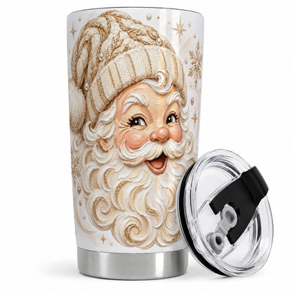 Golden Santa 20oz Stainless Steel Tumbler, Gold Snowflake Artwork