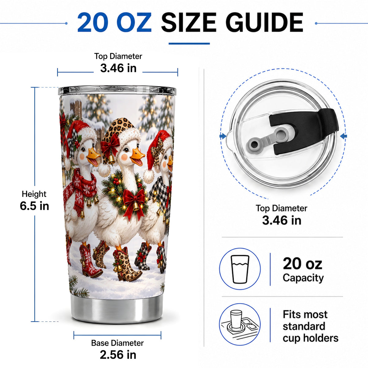 #pl[20oz|Steel] Western Christmas Goose 20oz Tumbler, Cowboy Boots Design for Goose Lovers