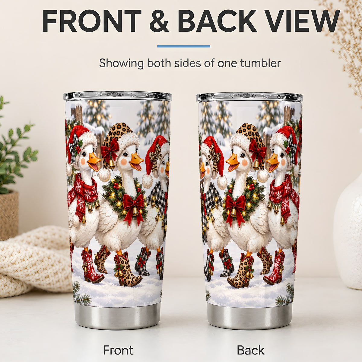 #pl[20oz|Steel] Western Christmas Goose 20oz Tumbler, Cowboy Boots Design for Goose Lovers