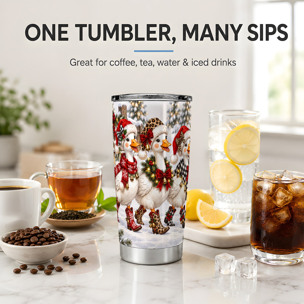 #pl[20oz|Steel] Western Christmas Goose 20oz Tumbler, Cowboy Boots Design for Goose Lovers