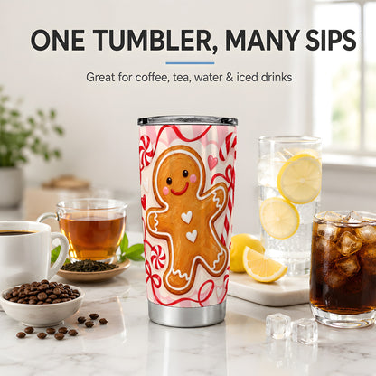 #pl[20oz|Steel] Gingerbread Candy Cane 20oz Tumbler with Peppermint Christmas Artwork