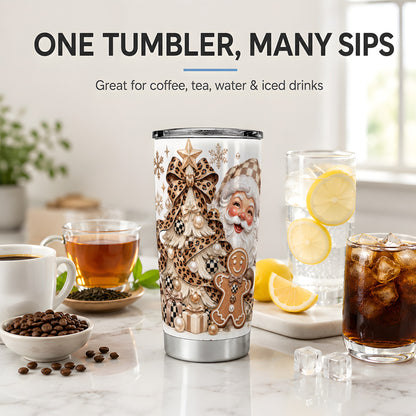 #pl[20oz|Steel] Leopard Santa Christmas 20oz Tumbler with Checkered Ornament Artwork