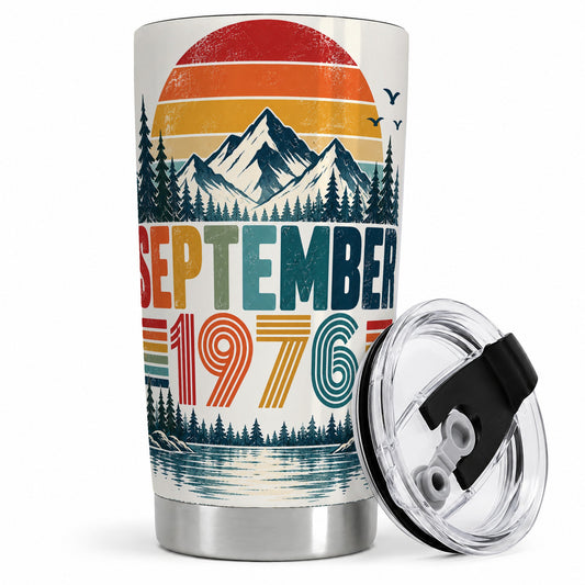 September 1976 Retro 20oz Tumbler, Mountain Forest Lake Scenic Art
