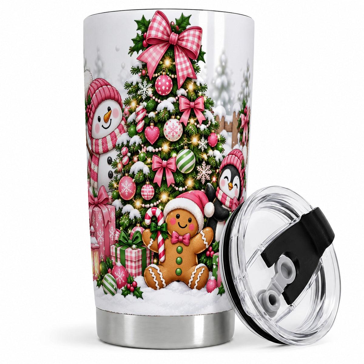 Cute Christmas Characters Tumbler, 20oz Stainless Steel Tumbler for Travel