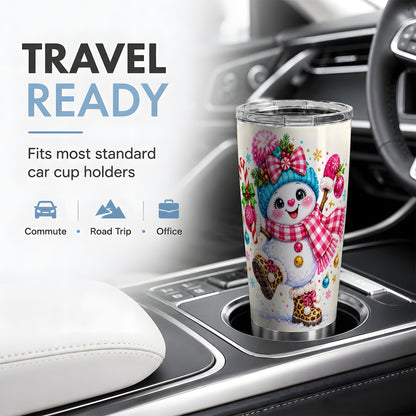 #pl[20oz|Steel] Colorful Christmas Snowman Tumbler, 20oz Stainless Steel Tumbler for Travel