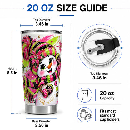 #pl[20oz|Steel] Bold Neon Snowman Tumbler, 20oz Stainless Steel Tumbler for Travel