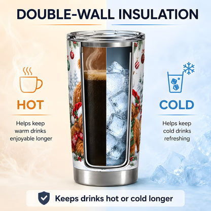 #pl[20oz|Steel] Christmas Highland Cow Tumbler, 20oz Tumbler with Winter Farm Artwork