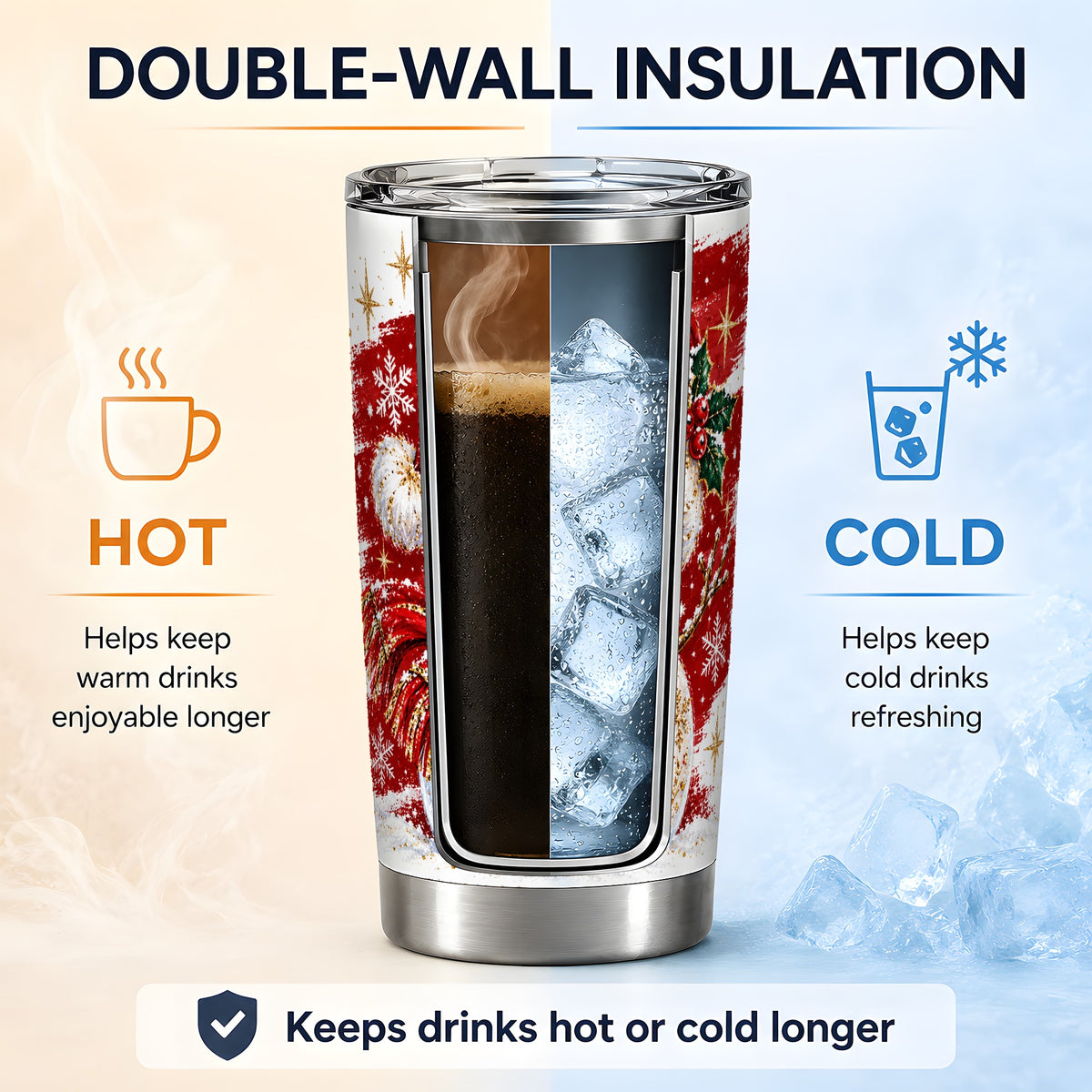 #pl[20oz|Steel] Red Christmas Snowman Tumbler, 20oz Tumbler with Festive Artwork