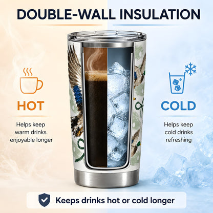 #pl[20oz|Steel] Mallard Duck 20oz Stainless Steel Tumbler, Flying Waterfowl Bow Art