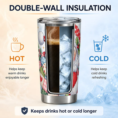 #pl[20oz|Steel] Patchwork Santa Christmas Drinkware, 20oz Tumbler with Watercolor Art
