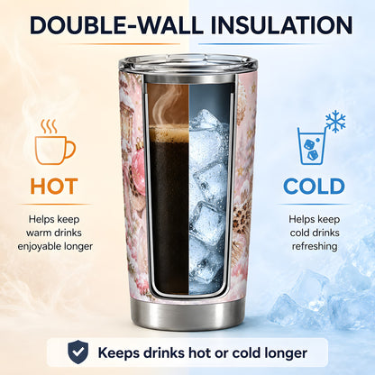#pl[20oz|Steel] Leopard Snowman Christmas Drinkware, 20oz Tumbler with Pink Ornament Art