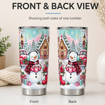#pl[20oz|Steel] Christmas Snowman 20oz Tumbler, Gingerbread Winter Holiday Drinkware