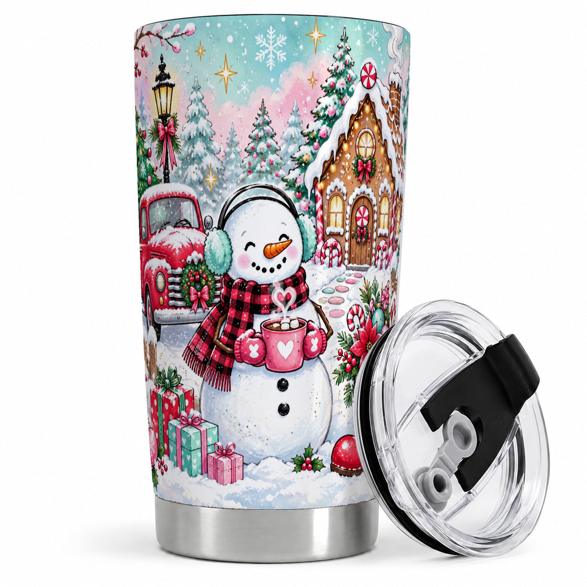Christmas Snowman 20oz Tumbler, Gingerbread Winter Holiday Drinkware