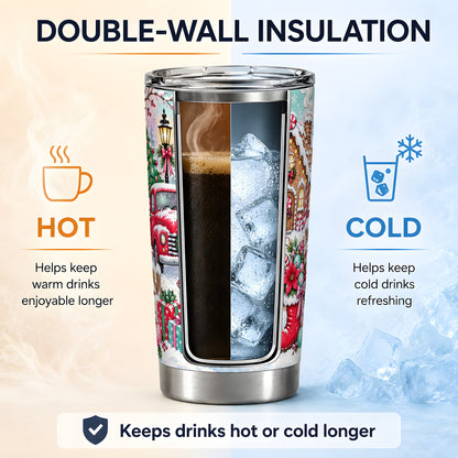 #pl[20oz|Steel] Christmas Snowman 20oz Tumbler, Gingerbread Winter Holiday Drinkware