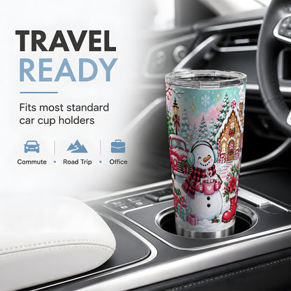 #pl[20oz|Steel] Christmas Snowman 20oz Tumbler, Gingerbread Winter Holiday Drinkware