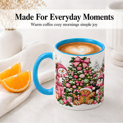 #pl[11oz|Blue] Cute Christmas Characters Accent Mug, Ceramic Mug for Coffee and Tea