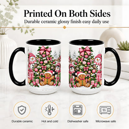 #pl[15oz|Black] Cute Christmas Characters Accent Mug, Ceramic Mug for Coffee and Tea