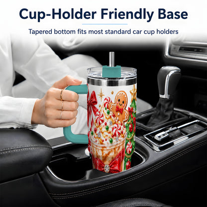 #pl[40oz|Green] Christmas Coffee 40oz Stainless Steel Tumbler, Candy Cane Artwork