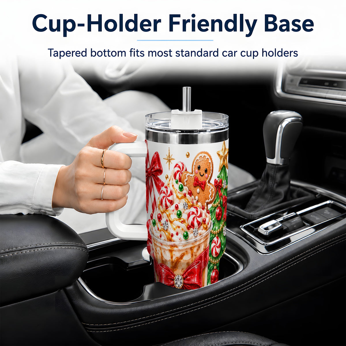 #pl[40oz|White] Christmas Coffee 40oz Stainless Steel Tumbler, Candy Cane Artwork