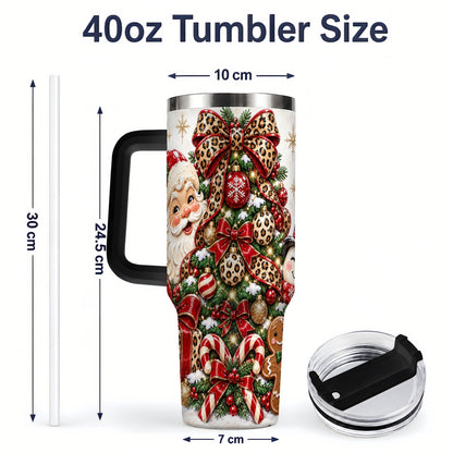 #pl[40oz|Black] Leopard Christmas Tree Santa 40oz Tumbler with Snowman Holiday Artwork