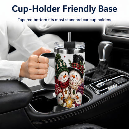 #pl[40oz|Black] Snowman Winter Family 40oz Tumbler with Plaid Holiday Artwork