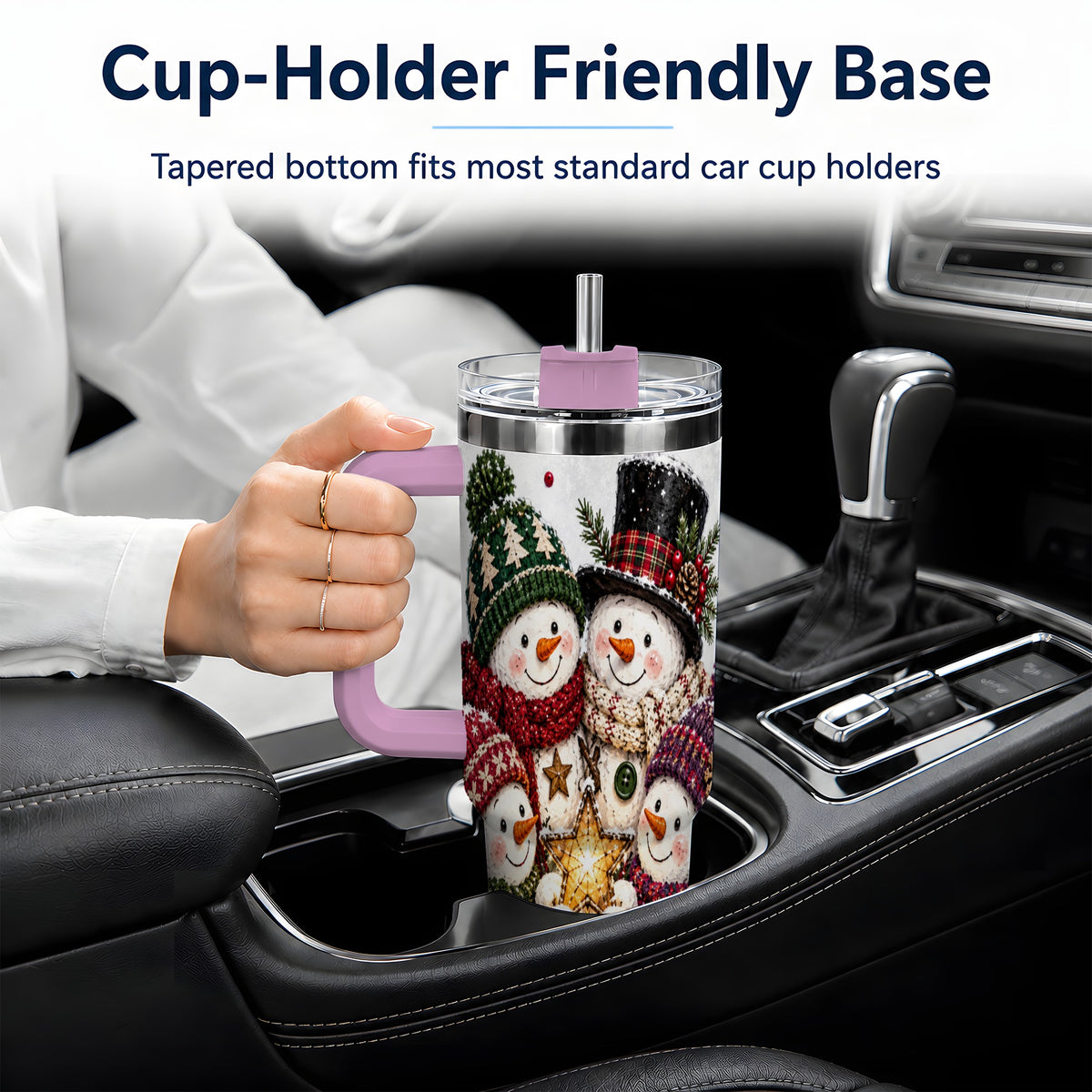 #pl[40oz|Pink] Snowman Winter Family 40oz Tumbler with Plaid Holiday Artwork
