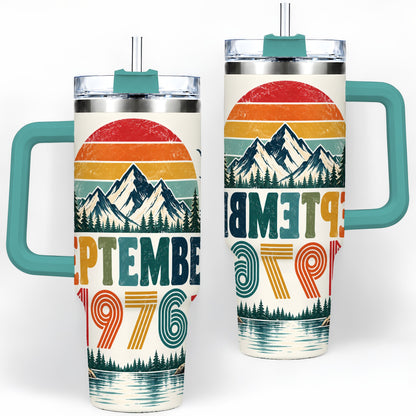 #pl[40oz|Green] September 1976 Mountain 40oz Tumbler, Vintage Outdoor Scenic Artwork