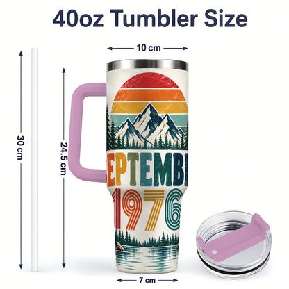 #pl[40oz|Pink] September 1976 Mountain 40oz Tumbler, Vintage Outdoor Scenic Artwork