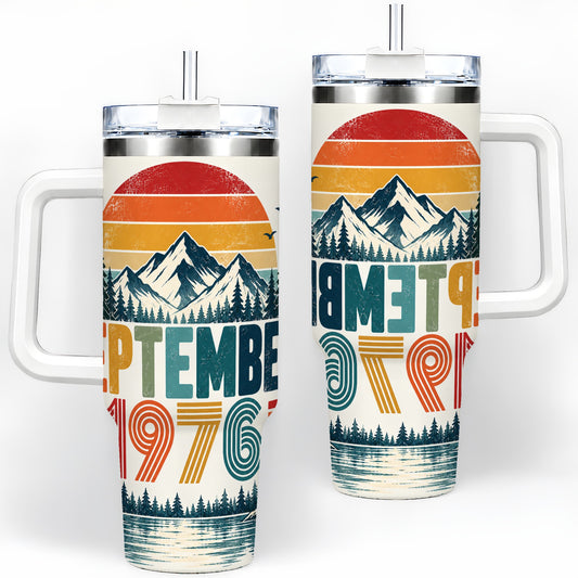 September 1976 Retro 40oz Tumbler, Mountain Forest Lake Scenic Art