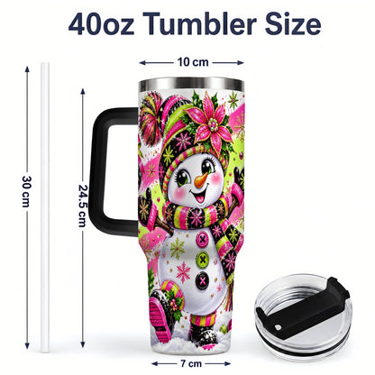 #pl[40oz|Black] Neon Christmas Snowman Tumbler, 40oz Stainless Steel Tumbler for Daily Use