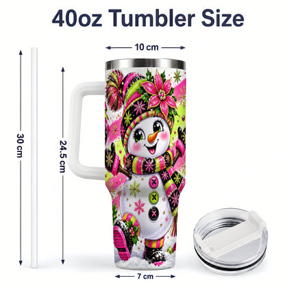 #pl[40oz|White] Neon Christmas Snowman Tumbler, 40oz Stainless Steel Tumbler for Daily Use